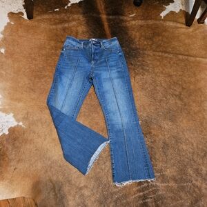 Ann Taylor LOFT Kick Crop Denim Jeans 28 6 Raw Hem Petite Short Regular Length